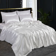 Load image into Gallery viewer, 6PCS SATIN COMPLETE BEDDING SET DUVET COVER FITTED SHEET 4 PILLOW CASES