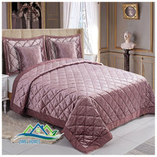 Load image into Gallery viewer, 5 Pieces Luxury Crushed velvet Bedspread Quilted Comforter Bedding Set & Cushion