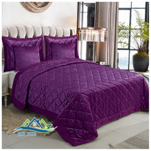 Load image into Gallery viewer, 5 Pieces Luxury Crushed velvet Bedspread Quilted Comforter Bedding Set & Cushion