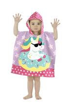 Load image into Gallery viewer, Kids Hooded Towel Poncho Beach Swimming Bath Boys Girls Mermaid Unicorn Butterfly 3+ Years