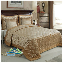 Load image into Gallery viewer, 5 Pieces Luxury Crushed velvet Bedspread Quilted Comforter Bedding Set & Cushion