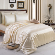 Load image into Gallery viewer, 6PCS SATIN COMPLETE BEDDING SET DUVET COVER FITTED SHEET 4 PILLOW CASES