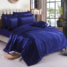 Load image into Gallery viewer, 6PCS SATIN COMPLETE BEDDING SET DUVET COVER FITTED SHEET 4 PILLOW CASES