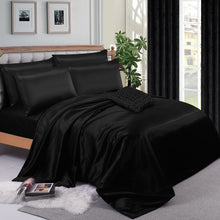 Load image into Gallery viewer, 6PCS SATIN COMPLETE BEDDING SET DUVET COVER FITTED SHEET 4 PILLOW CASES