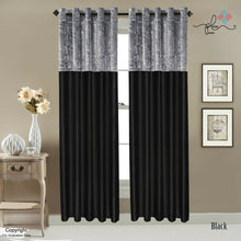 Load image into Gallery viewer, Crushed Velvet Band Faux Silk Eyelet Curtains - Fully Lined Ring Top 7 Sizes