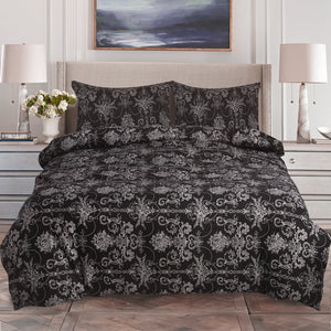 Duvet Cover with Fitted Sheet & Pillow Cases Quilt Cover Bedding Set 3 Colours
