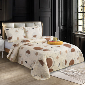 3 Piece Luxury Quilted Bedspread & Pillowshams Set | Double King Throw Comforter