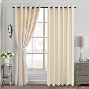 THERMAL BLACKOUT WINDOW CURTAINS EYELET RING TOP WITH TIE BACKS BLOCKS SUNLIGHT