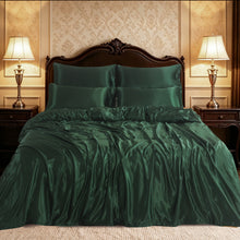 Load image into Gallery viewer, 6PCS SATIN COMPLETE BEDDING SET DUVET COVER FITTED SHEET 4 PILLOW CASES
