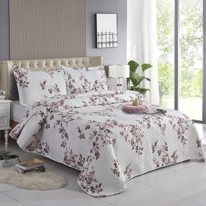 3 Piece Luxury Quilted Bedspread & Pillowshams Set | Double King Throw Comforter