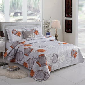 3 Piece Luxury Quilted Bedspread & Pillowshams Set | Double King Throw Comforter