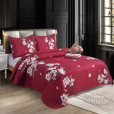 3 Piece Luxury Quilted Bedspread & Pillowshams Set | Double King Throw Comforter 103