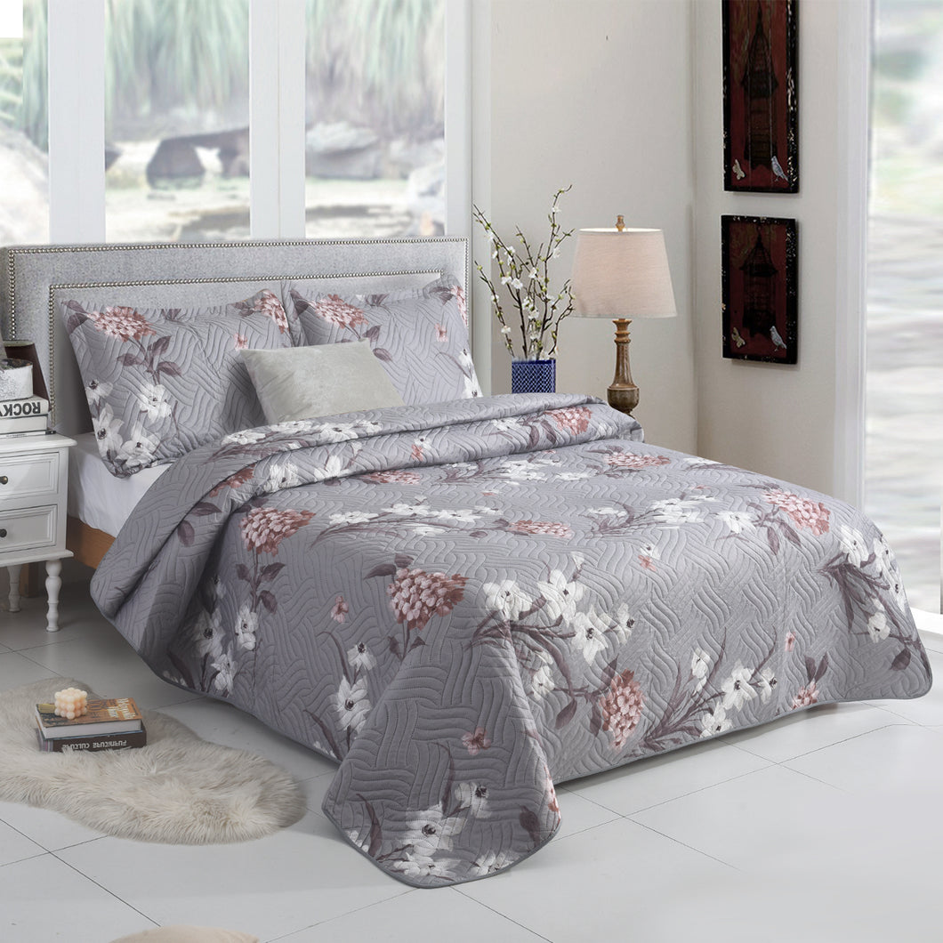 3 Piece Luxury Quilted Bedspread & Pillowshams Set | Double King Throw Comforter 117