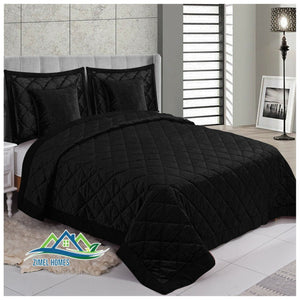 5 Pieces Luxury Crushed velvet Bedspread Quilted Comforter Bedding Set & Cushion