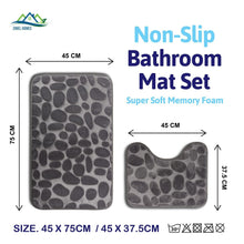 Load image into Gallery viewer, Pebble Bath Mat Pedestal Memory Foam Non Slip Bathroom Mats Toilet Rugs 2 PCS