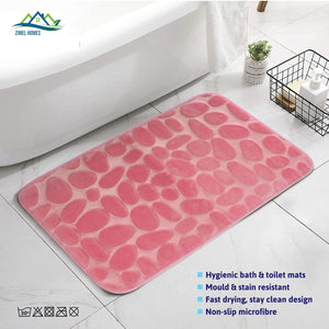 Pebble Bath Mat Pedestal Memory Foam Non Slip Bathroom Mats Toilet Rugs 2 PCS