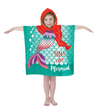 Load image into Gallery viewer, Kids Hooded Towel Poncho Beach Swimming Bath Boys Girls Mermaid Unicorn Butterfly 3+ Years