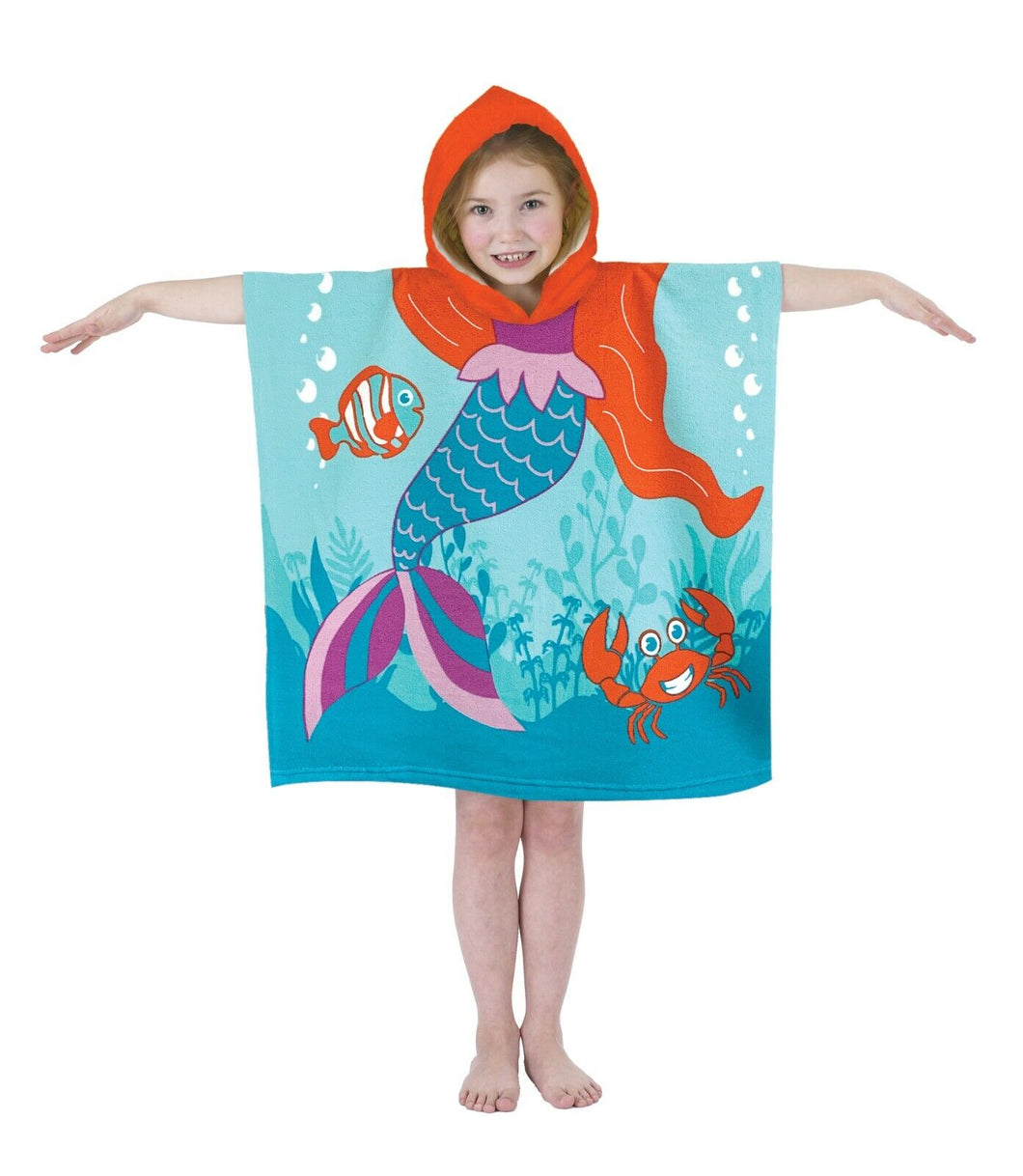 Kids Hooded Towel Poncho Beach Swimming Bath Boys Girls Mermaid Unicorn Butterfly 3+ Years