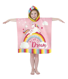 Kids Hooded Towel Poncho Beach Swimming Bath Boys Girls Mermaid Unicorn Butterfly 3+ Years