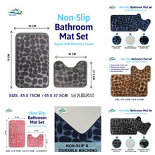 Load image into Gallery viewer, Pebble Bath Mat Pedestal Memory Foam Non Slip Bathroom Mats Toilet Rugs 2 PCS