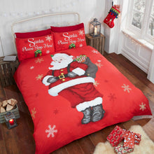 Load image into Gallery viewer, FATHER CHRISTMAS SANTA CLAUS SNOWMAN GONKS KIDS QUILT DUVET COVER BEDDING SET