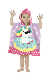 Kids Hooded Towel Poncho Beach Swimming Bath Boys Girls Mermaid Unicorn Butterfly 3+ Years