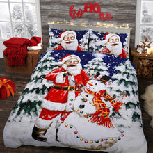 Load image into Gallery viewer, FATHER CHRISTMAS SANTA CLAUS SNOWMAN GONKS KIDS QUILT DUVET COVER BEDDING SET