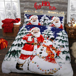 FATHER CHRISTMAS SANTA CLAUS SNOWMAN GONKS KIDS QUILT DUVET COVER BEDDING SET