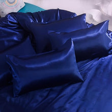 Load image into Gallery viewer, Luxury 10 Piece Satin Bedding Set – Complete Duvet Cover Set with Fitted Sheet, Pillowcases &amp; Accessories – Available in 4 Sizes