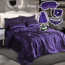 Load image into Gallery viewer, Luxury 10 Piece Satin Bedding Set – Complete Duvet Cover Set with Fitted Sheet, Pillowcases &amp; Accessories – Available in 4 Sizes