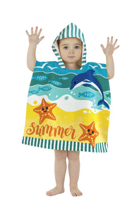 Kids Hooded Towel Poncho Beach Swimming Bath Boys Girls 18 months to 3 Years