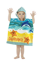 Load image into Gallery viewer, Kids Hooded Towel Poncho Beach Swimming Bath Boys Girls Mermaid Unicorn Butterfly 3+ Years