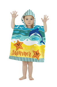 Kids Hooded Towel Poncho Beach Swimming Bath Boys Girls Mermaid Unicorn Butterfly 3+ Years