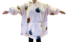 Load image into Gallery viewer, Bumble Bees Oversized Blanket Hoodie – Soft Sherpa Fleece, One Size Fits Most