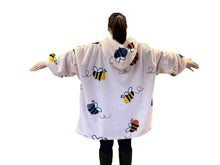 Load image into Gallery viewer, Bumble Bees Oversized Blanket Hoodie – Soft Sherpa Fleece, One Size Fits Most