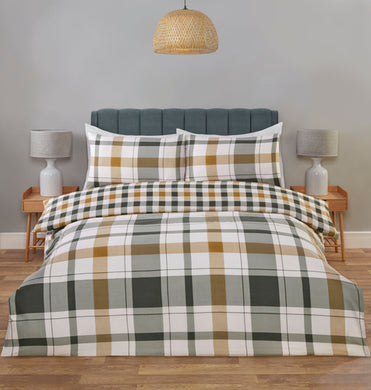 Braemer Check Microfiber Duvet Cover Bedding Set and Pillowcase Single Double King Quilt Cover