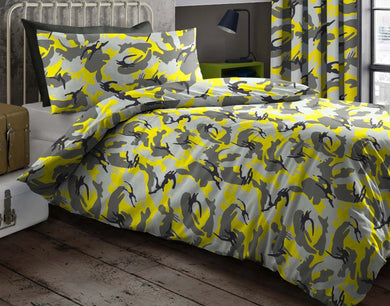 Camouflage Yellow Kids Duvet Quilt Cover Set - Children Bedding Single