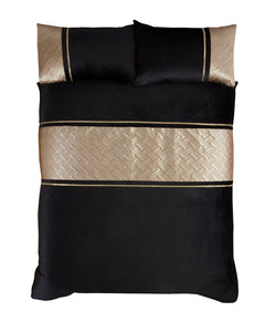 CAPRI Glamorous Black Velvet Duvet Set with Pillowcases - (All Sizes)