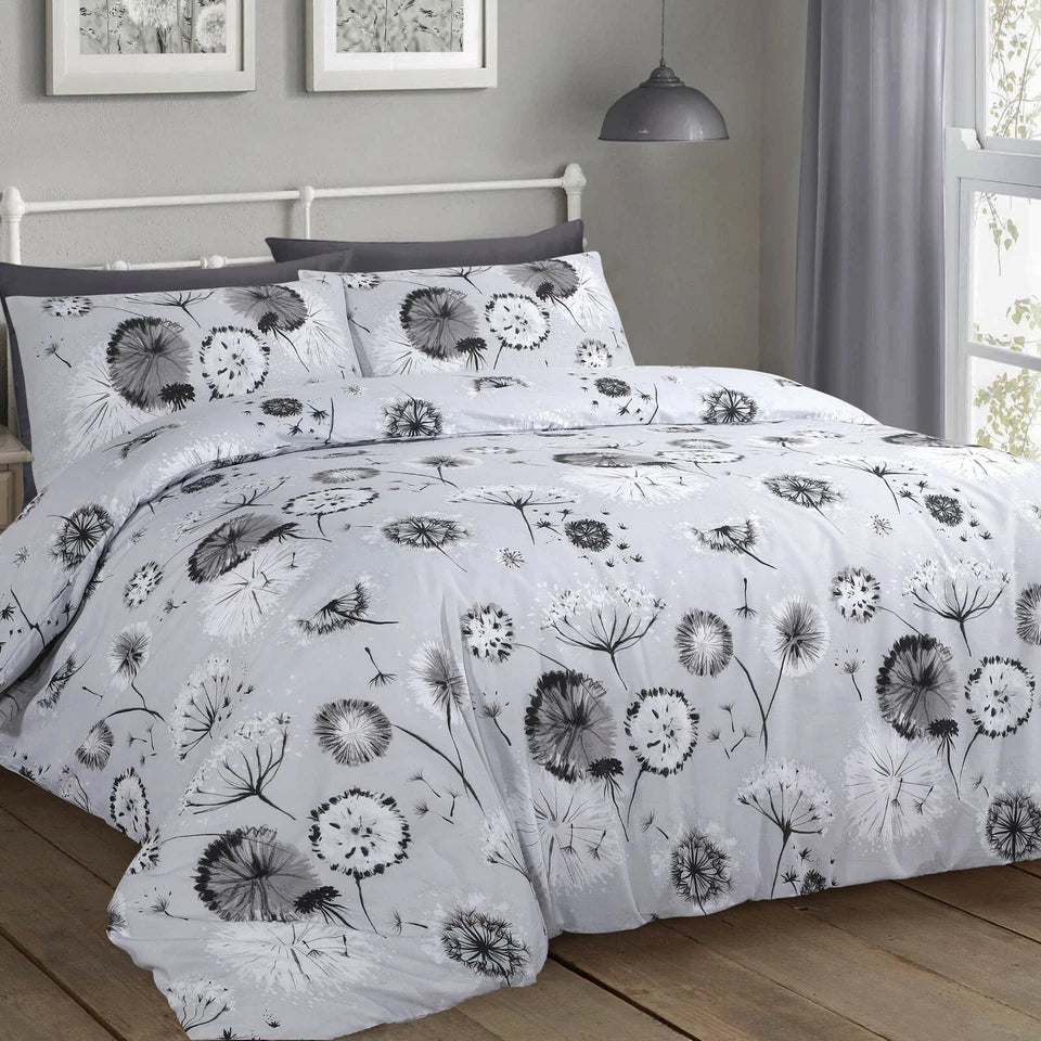 Dandelion Grey Duvet Cover Bedding Set + Pillowcase | Single Size