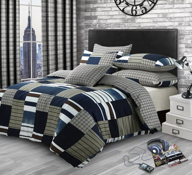 Duvet Cover Bedding Set + Pillowcase Luxury Quilt Cover - Denim Patchwork