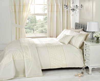 Everdean Embroidered Duvet Cover Set with Pillowcases – 4 Sizes (Single, Double, King, Super King)