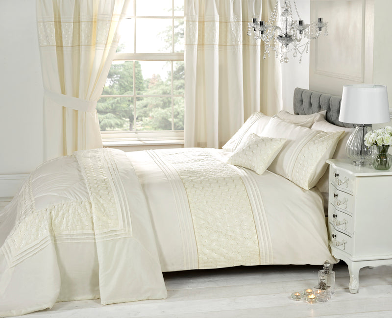Everdean Embroidered Duvet Cover Set with Pillowcases – 4 Sizes (Single, Double, King, Super King)