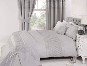 Everdean Embroidered Duvet Cover Set with Pillowcases – 4 Sizes (Single, Double, King, Super King)