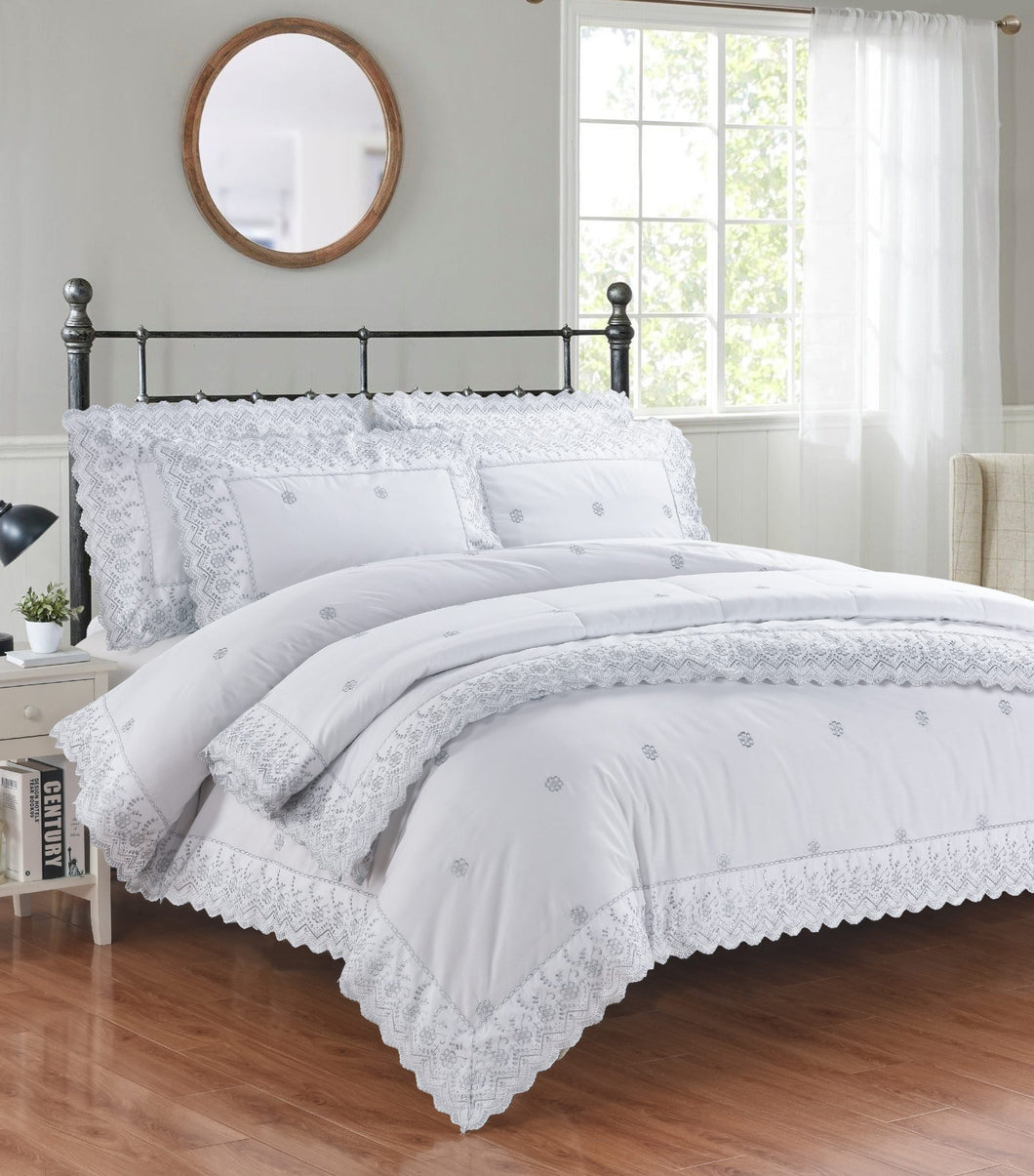 Gabrielle Duvet Cover Set – Delicate Floral Embroidery with Pillowcases (All Sizes)