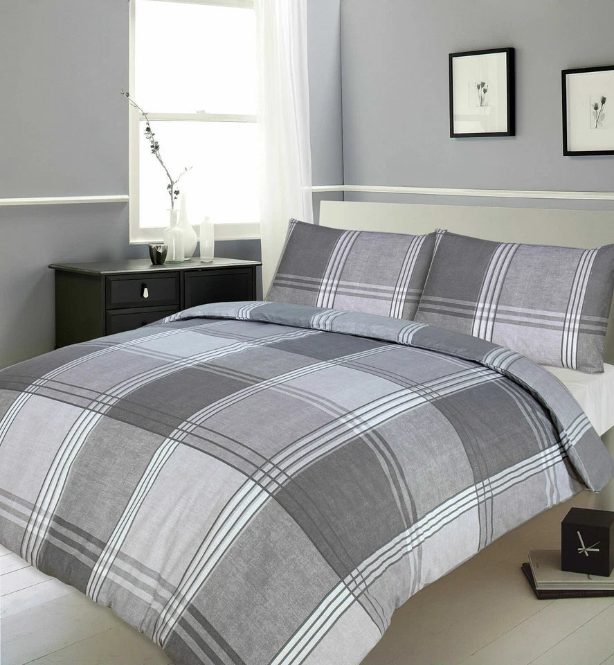 Hamilton Slate Grey Duvet Cover Bedding Set + Pillowcase