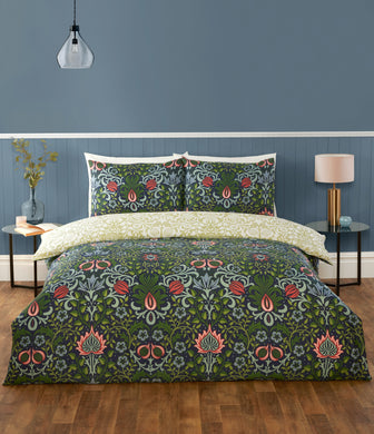 Heritage Flora Microfiber Duvet Cover Bedding Set and Pillowcase Single Double King Quilt Cover