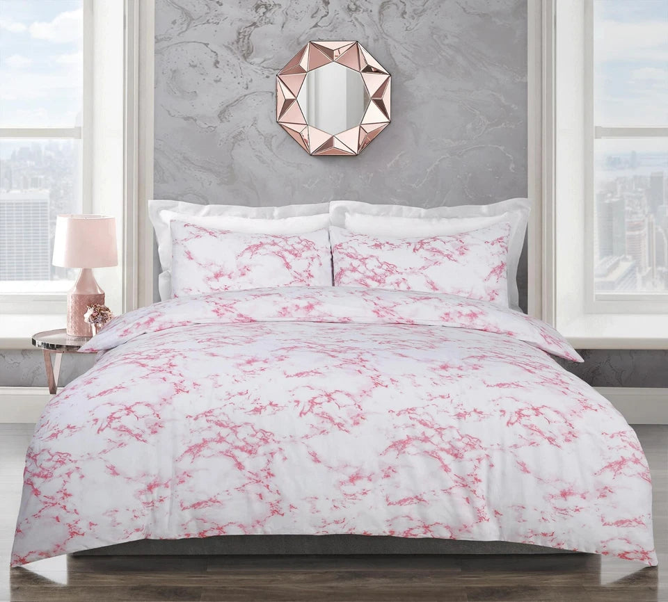 Marble Pink Duvet Cover Bedding Set + Pillowcase