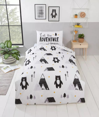 Scandi Bear Kids Bedding Duvet Quilt Cover Set