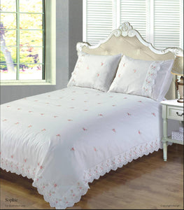 Sophie Duvet Cover Set – Embroidered Elegance with Lace Detailing (All Sizes)