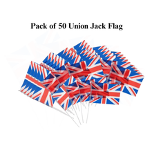 Load image into Gallery viewer, Pack of 50 Union Jack Hand Waving Flags – 21x14 cm